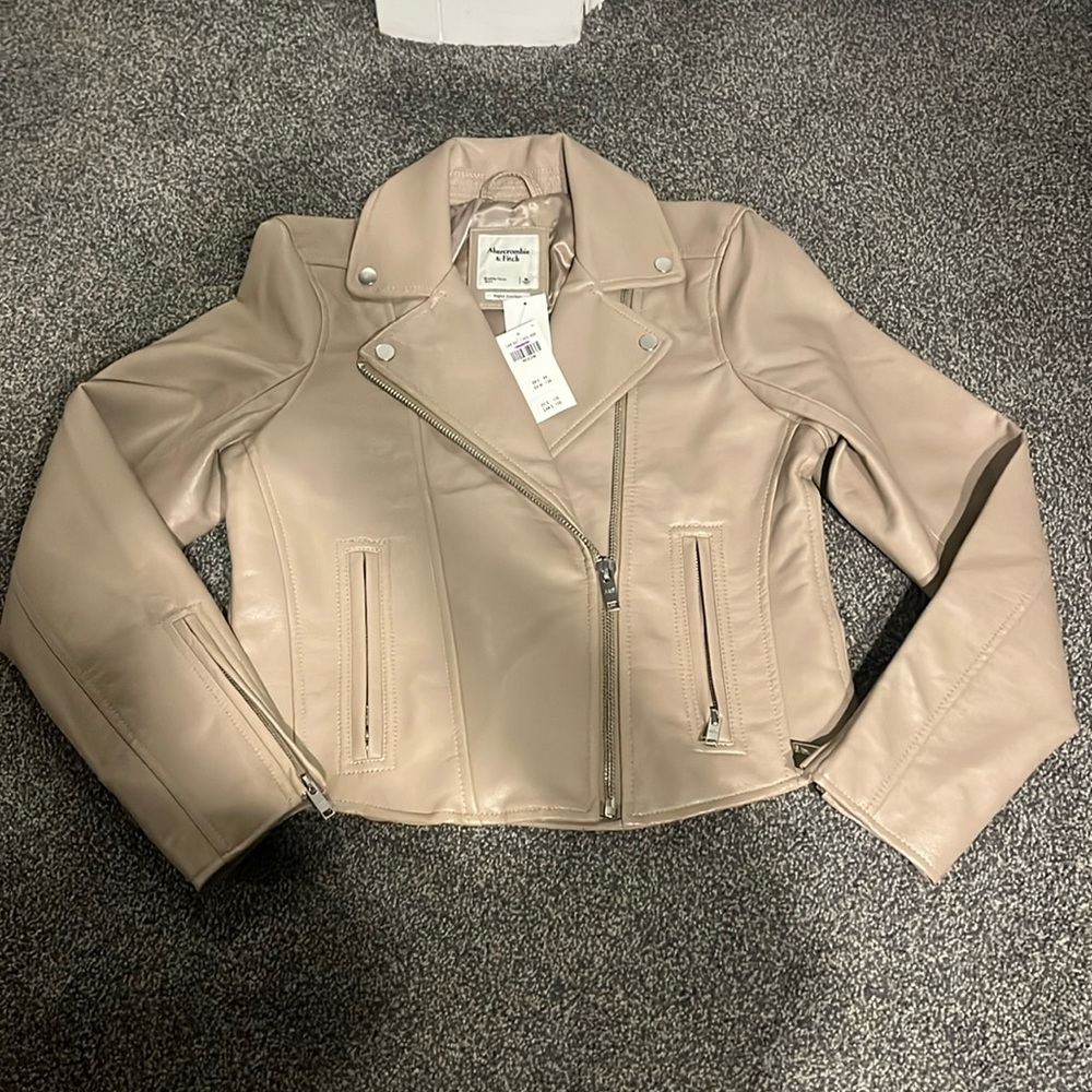 Abercrombie & Fitch Vegan Leather Cropped Moto Jacket (M) FINAL SALE